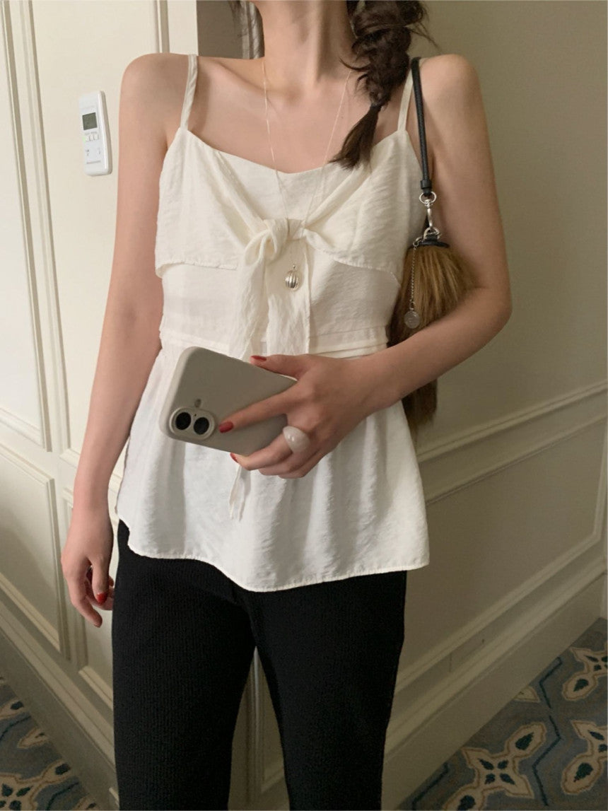 ribbon bustier blouse-2col