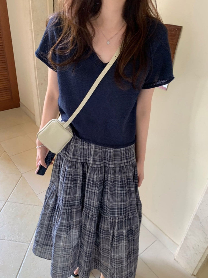 Alpha check skirt-2col