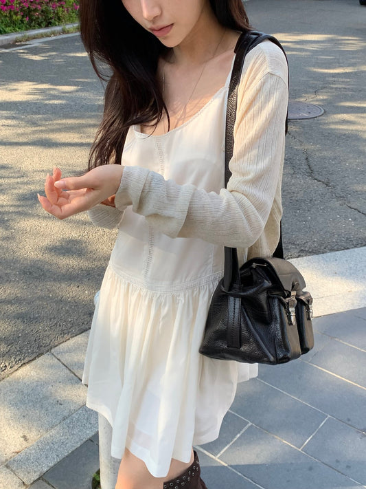 Flex ribbed round cardigan-3col