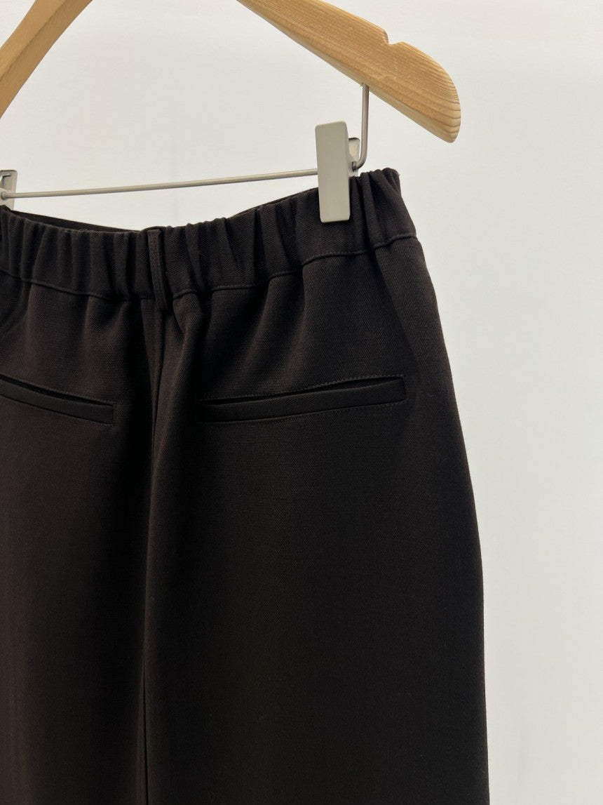 Rumi back banding wool midi skirt-2col