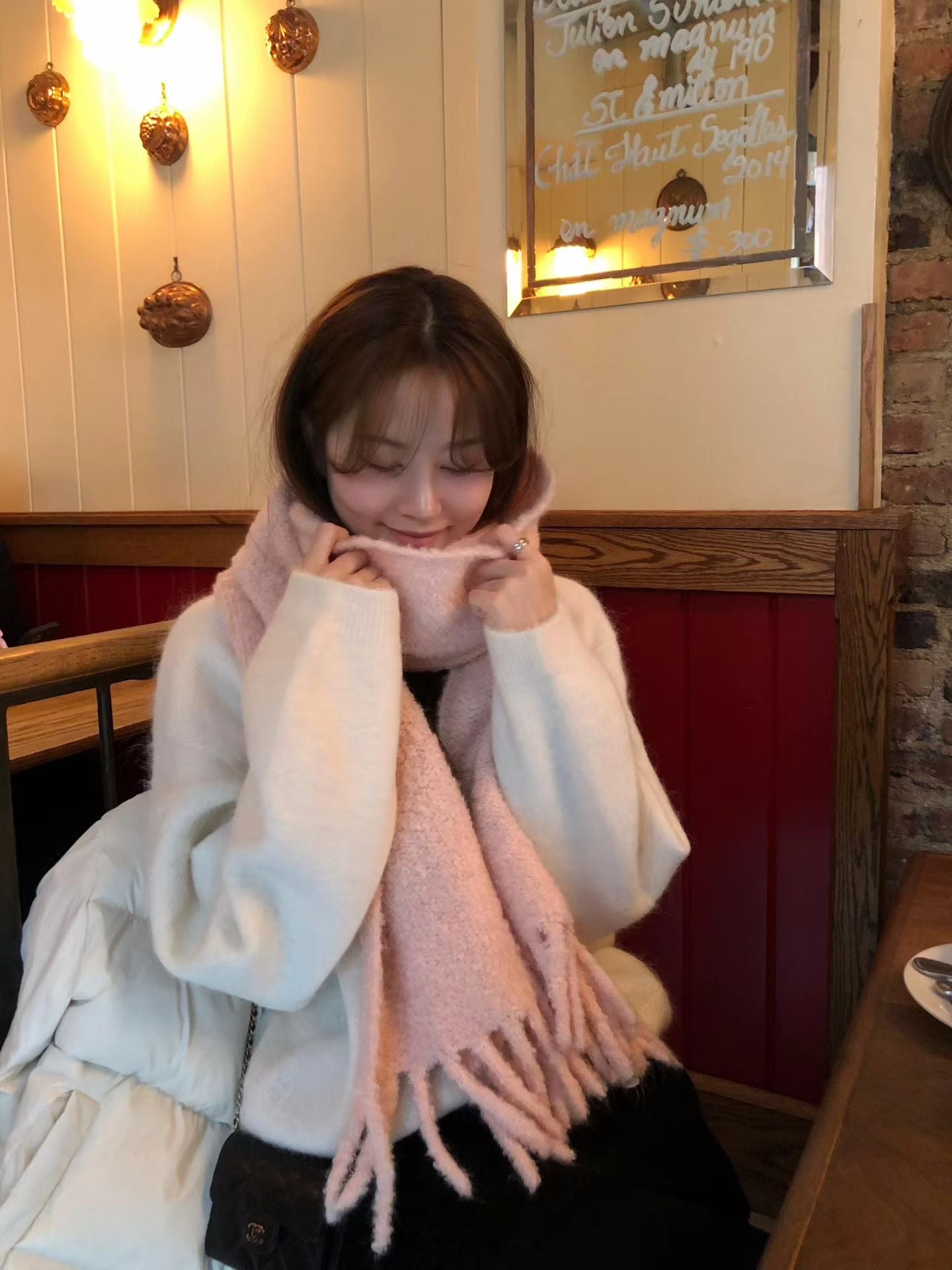 Ounce fluffy alpaca wool boucle muffler-2col