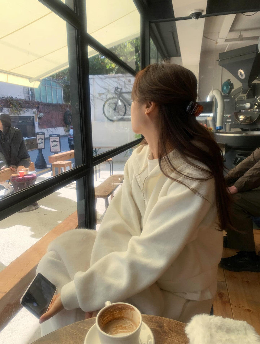 liter pony wool hood zip up-2col