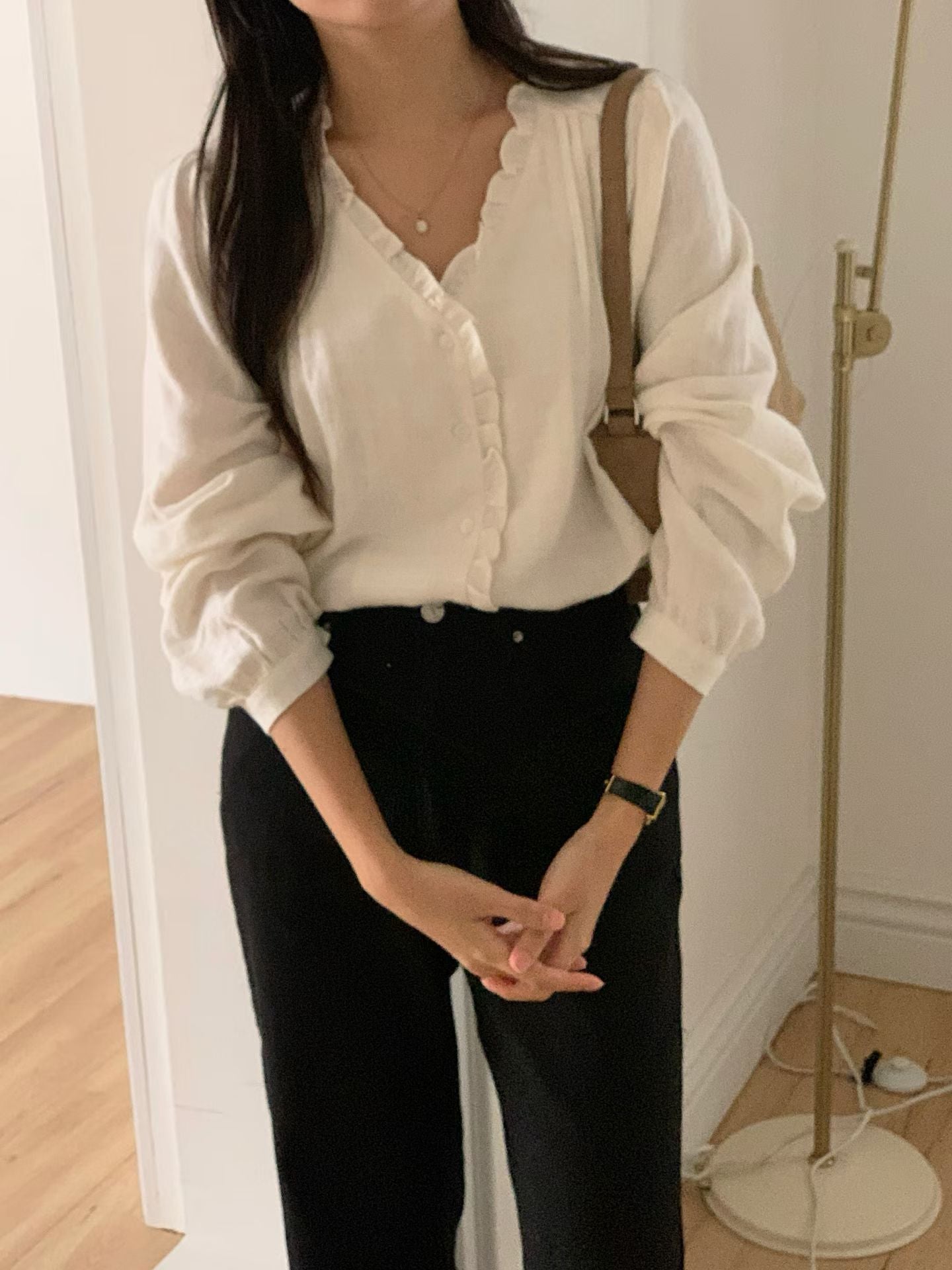 Plie frill gimo blouse-2col