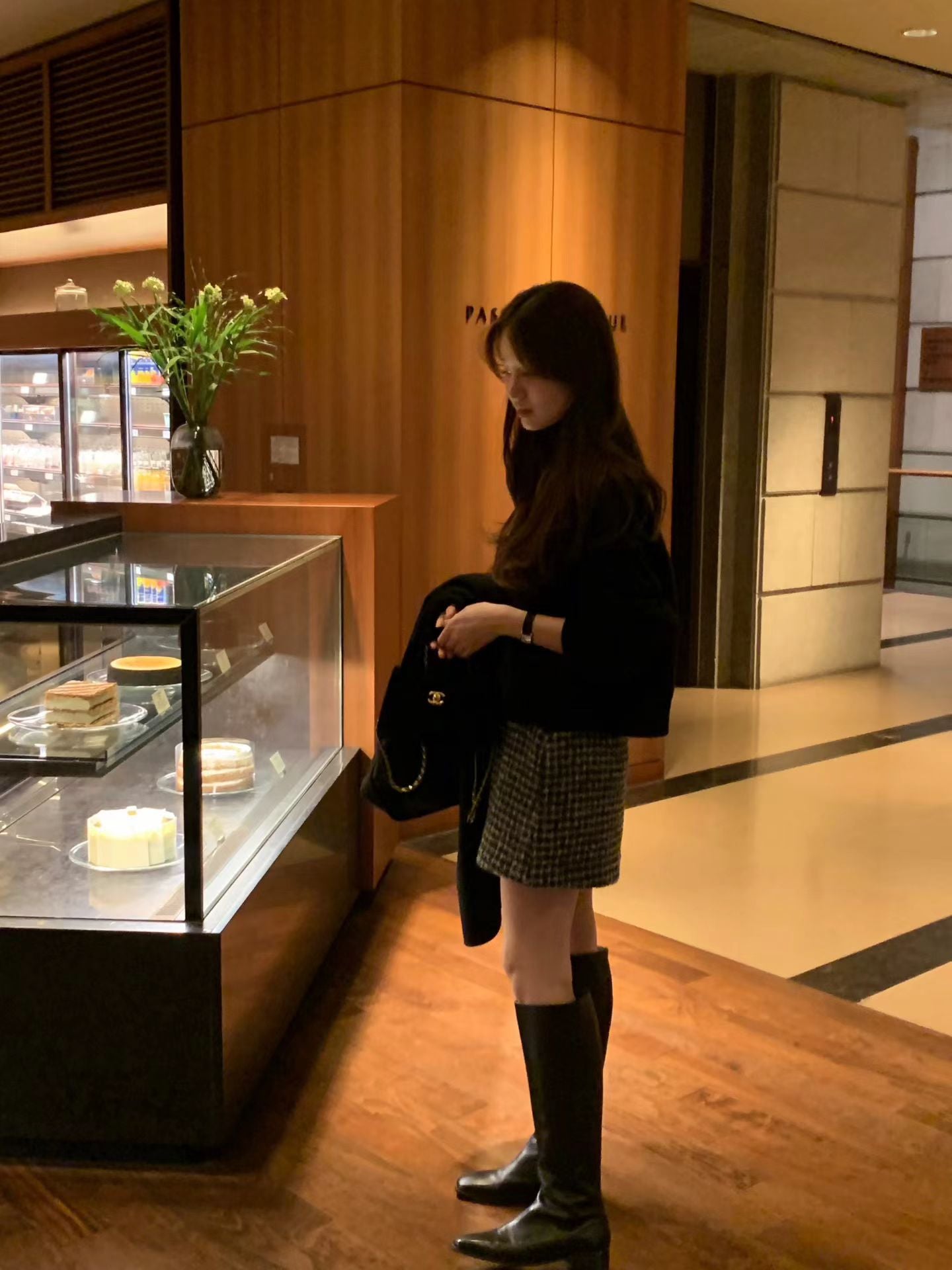 Ounce check wool mini skirt