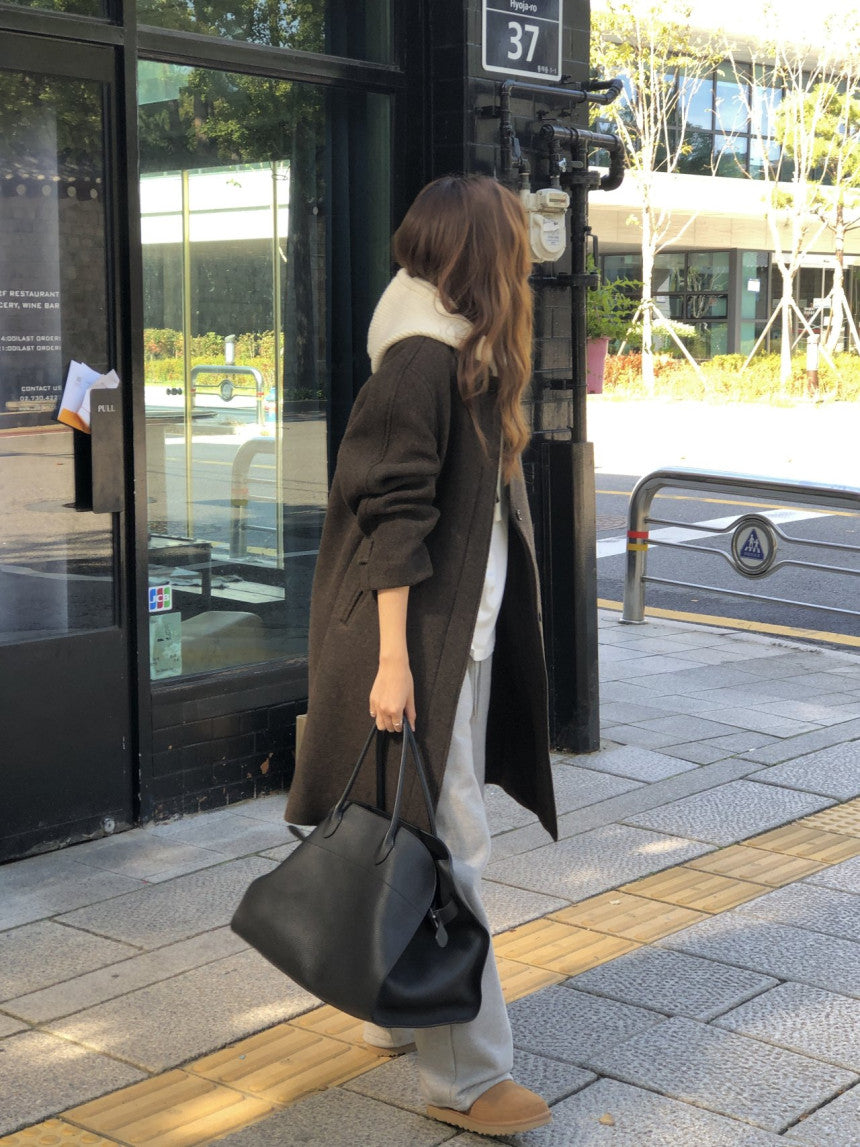 Luce wool twill melange coat-2col