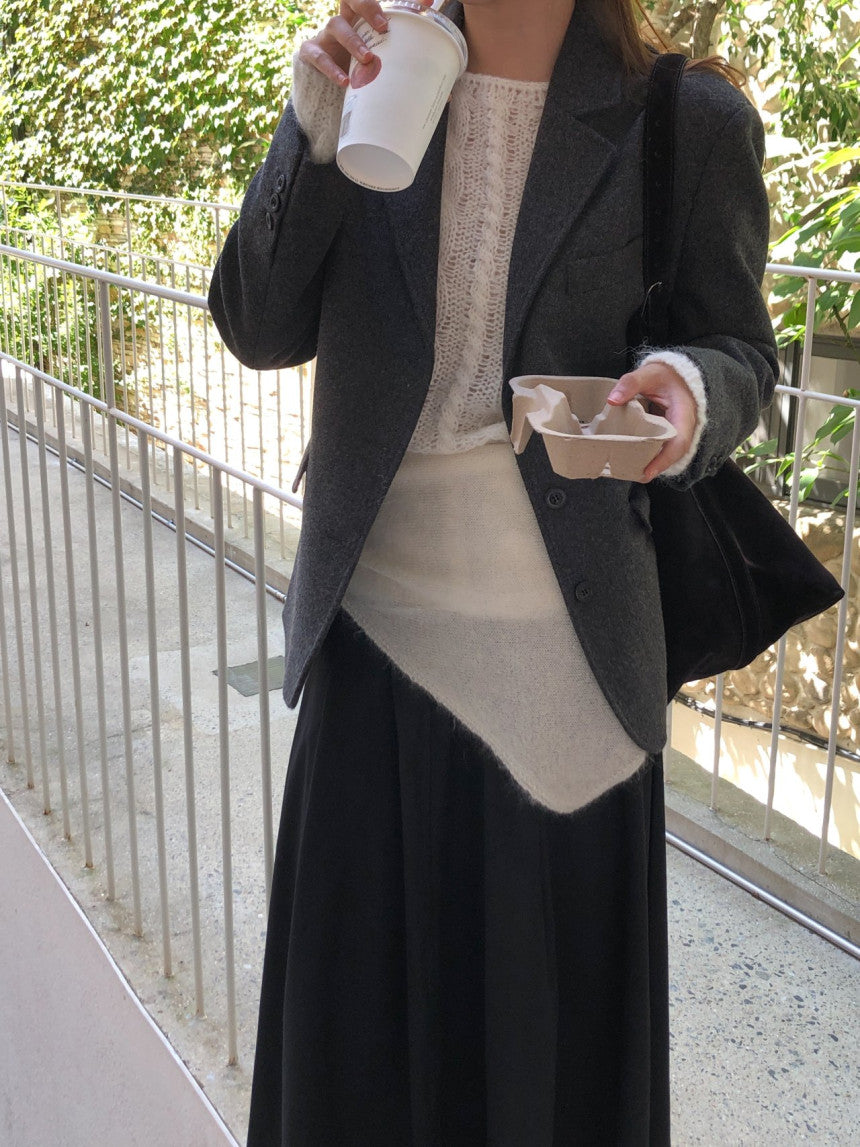 Chestnut wool blazer jacket-2col