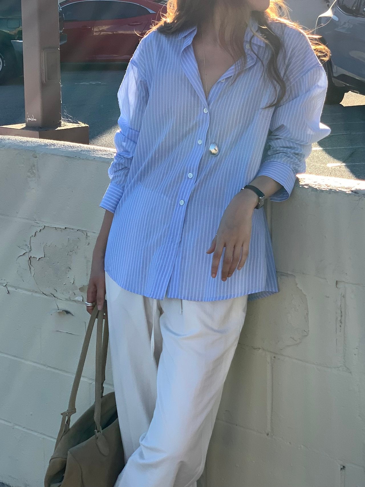 Rien light stripe shirt-2col
