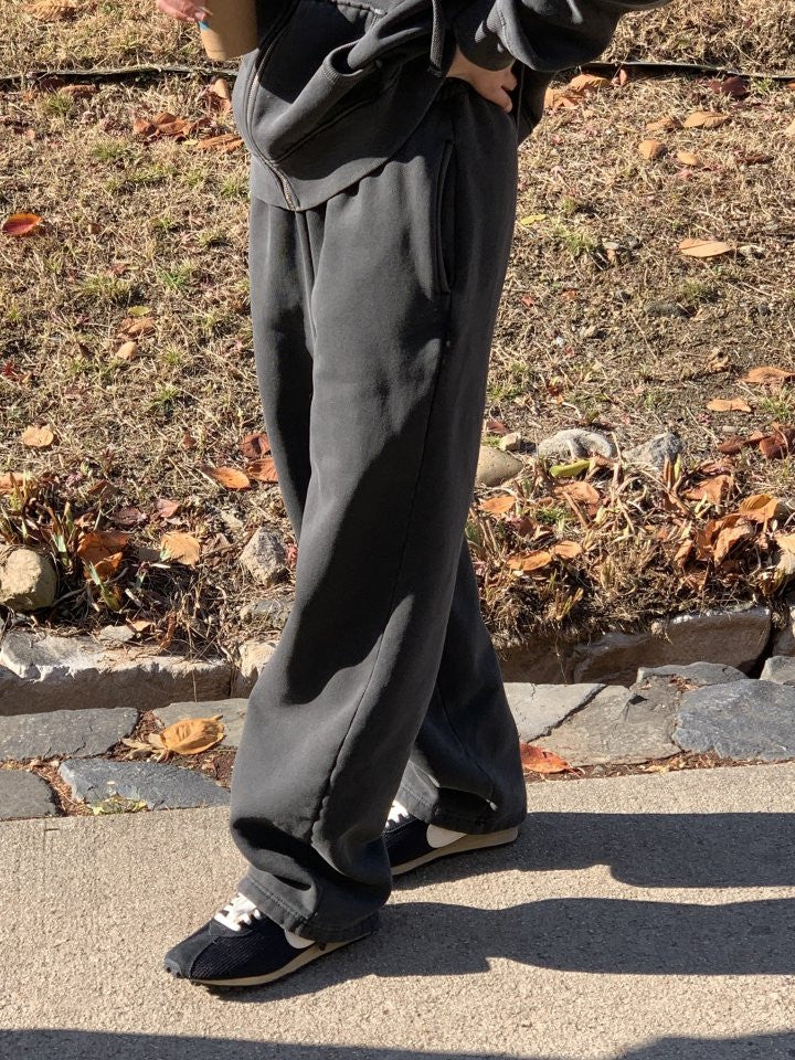 pigment fleece dying hood zip up&pants