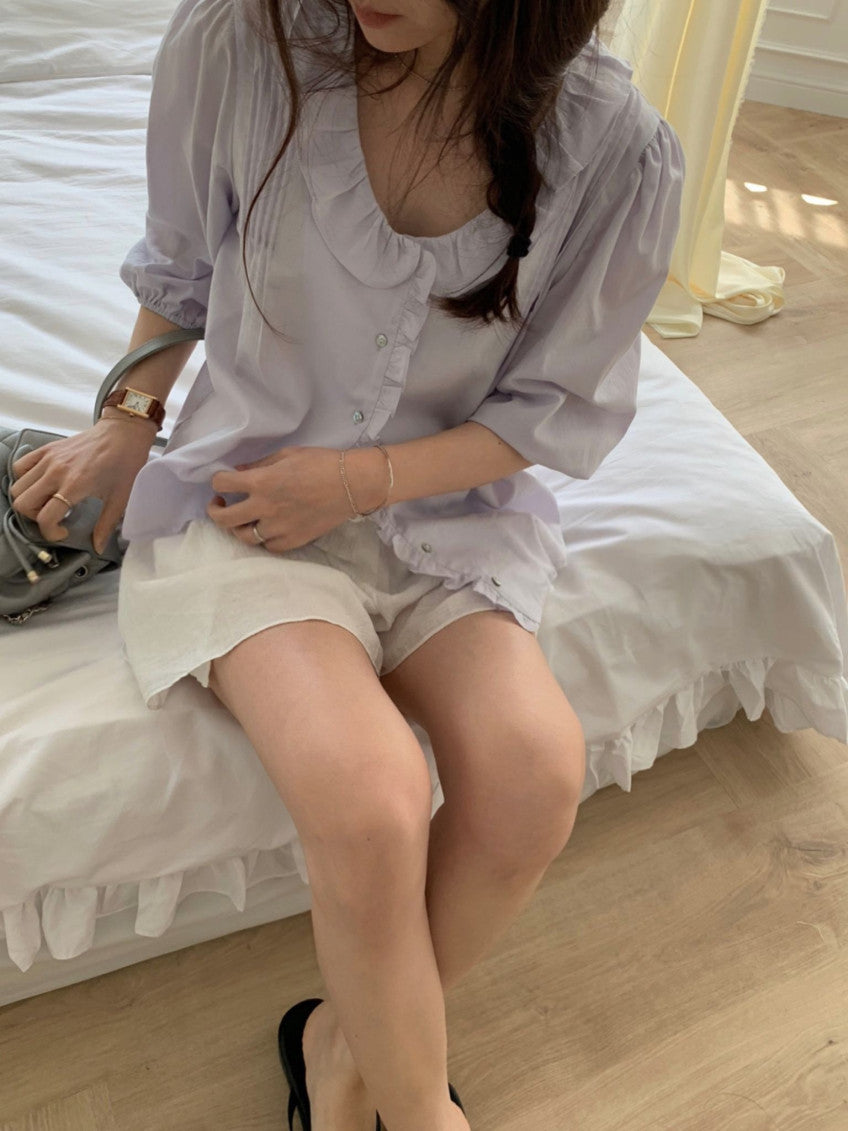 Giselle frill blouse-3col