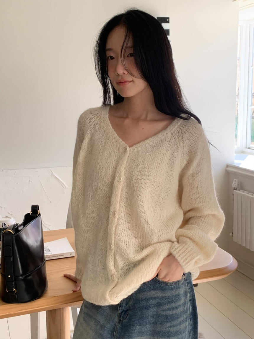 Pony wool 2way v-knit cardigan-3col