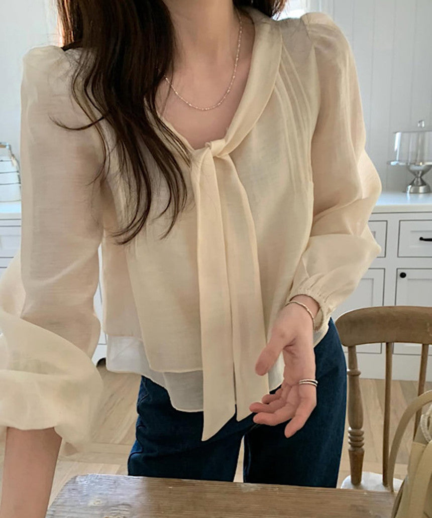 rose tie blouse-2col