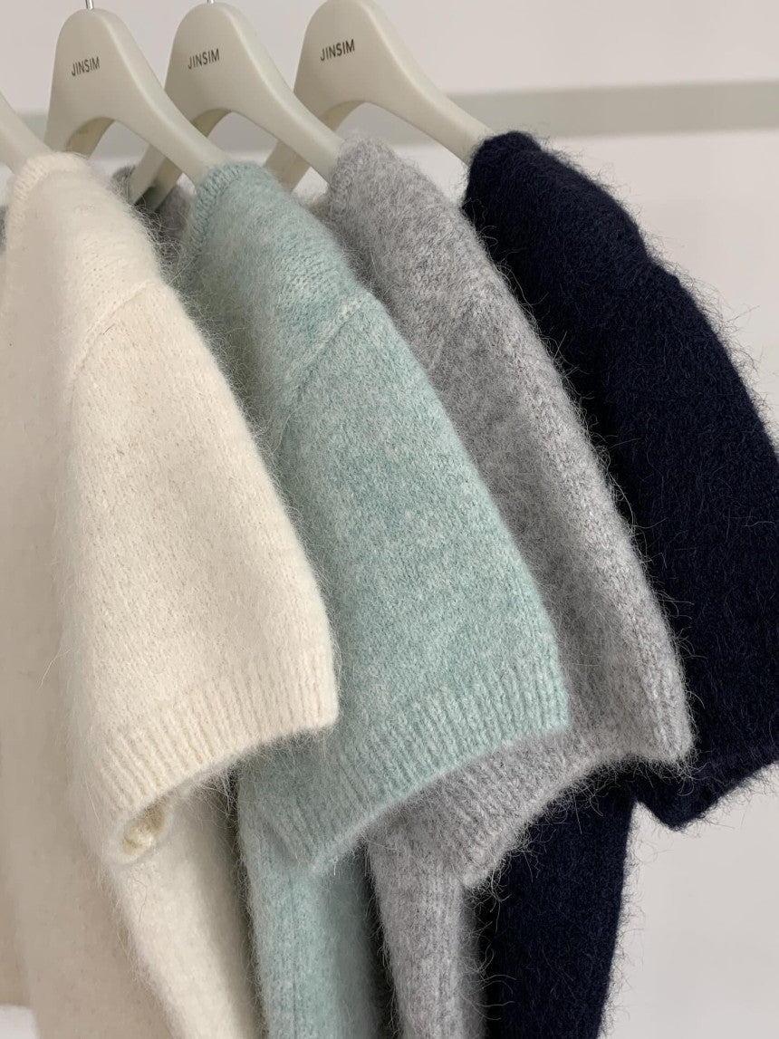 Want alpaca half cardigan-4col