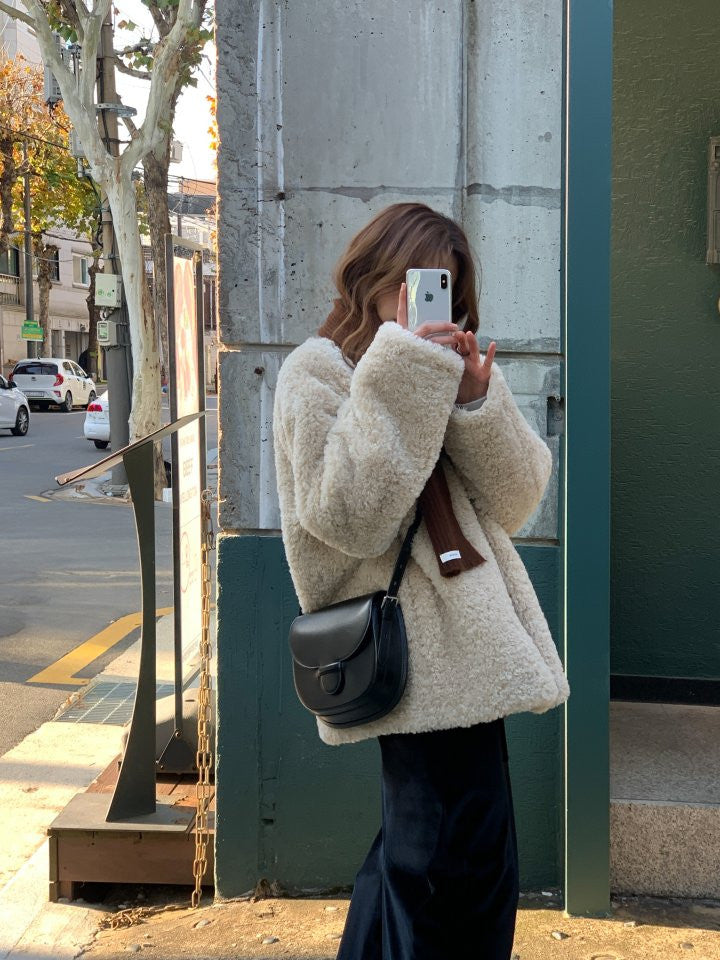 Lozan round neck fur jacket