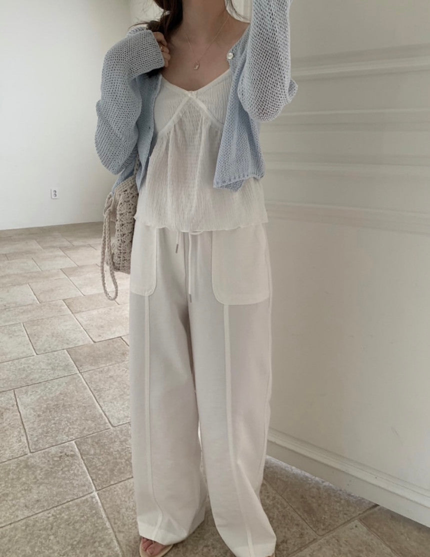 Net linen cardigan-3col