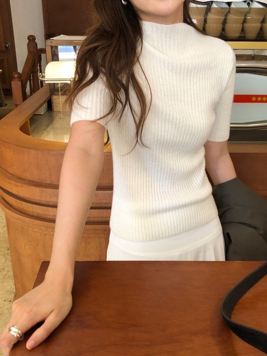 cashmere mockneck half knit-5col