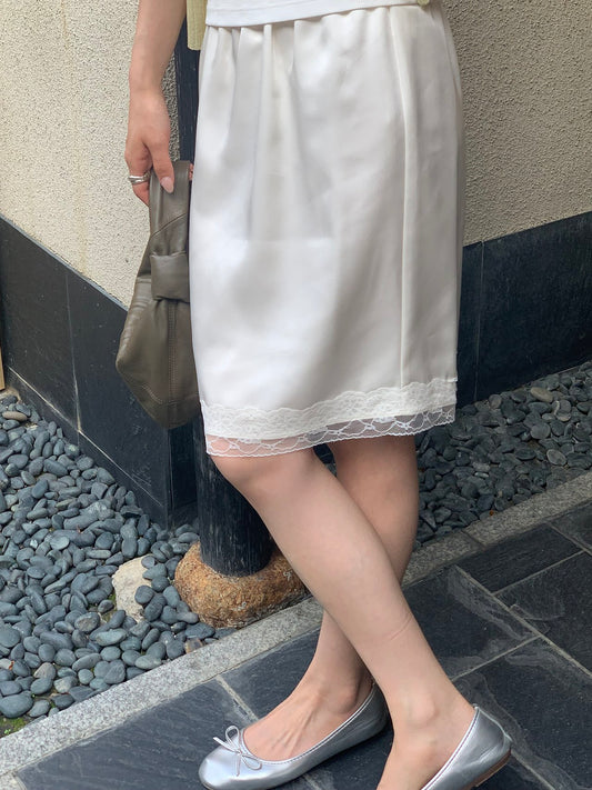 Bloom lace midi banding skirt-3col