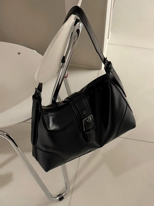 leather buckle shoulder bag-2col