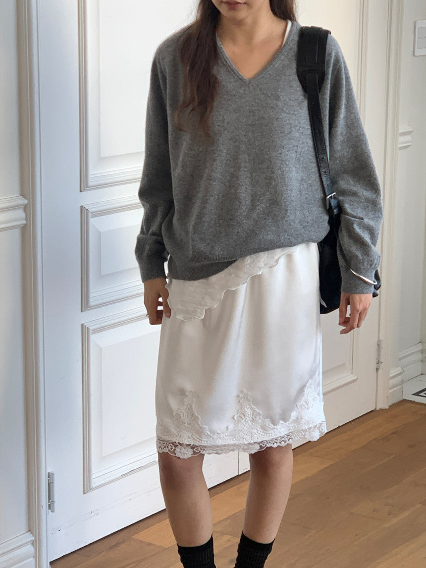 Adele wholegar cash v-neck knit-5col