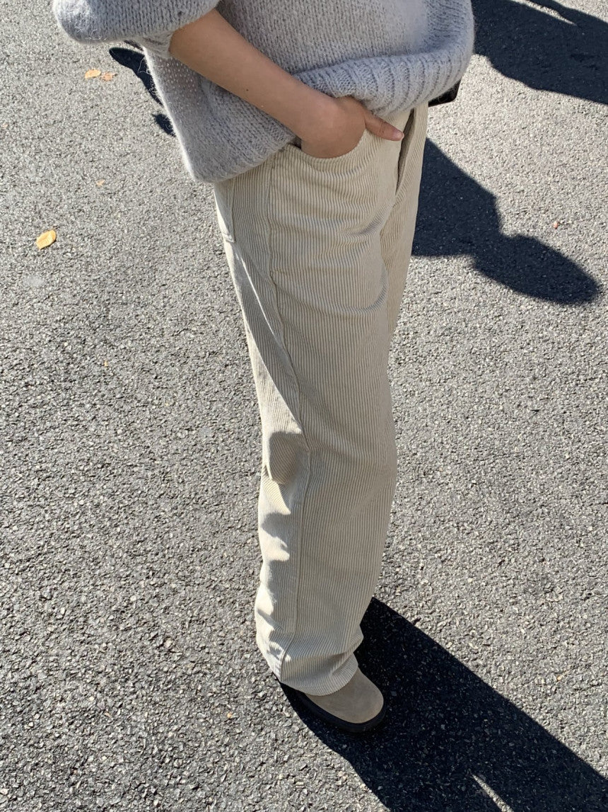 Rie corduroy straight pants-2col
