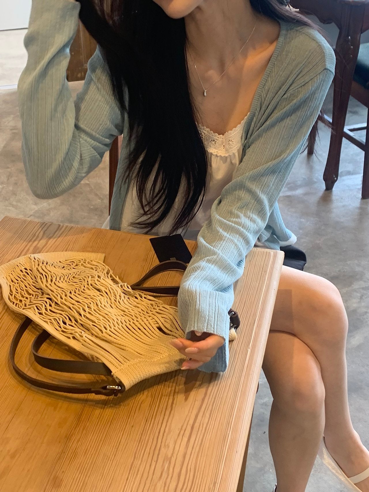 Flex ribbed round cardigan-3col