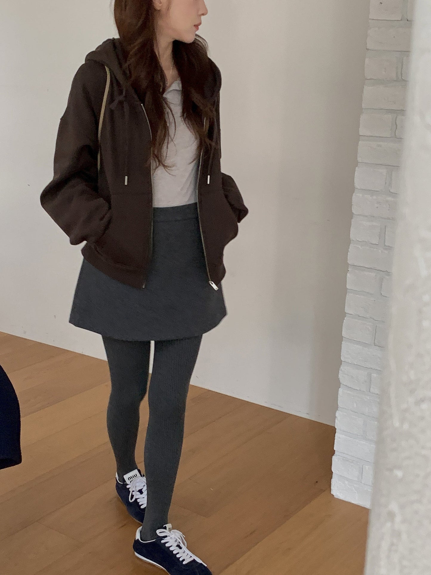 Essential gimo hood zip-up&pants&skirt-3col