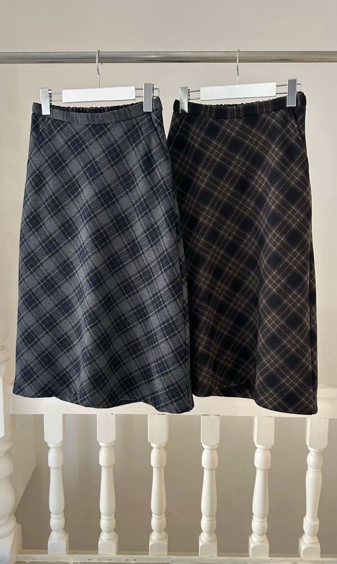 deondo wool check skirt-2col
