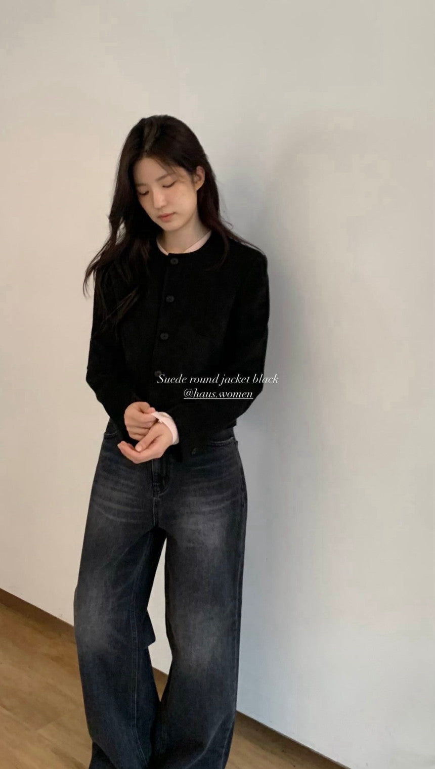 haus suede round jacket-2col