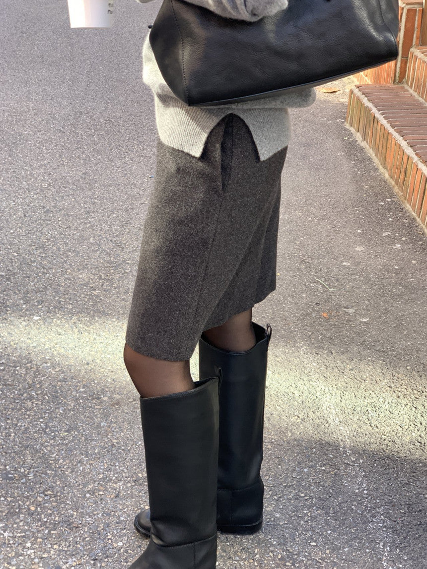 Luze wool midi skirt-2col