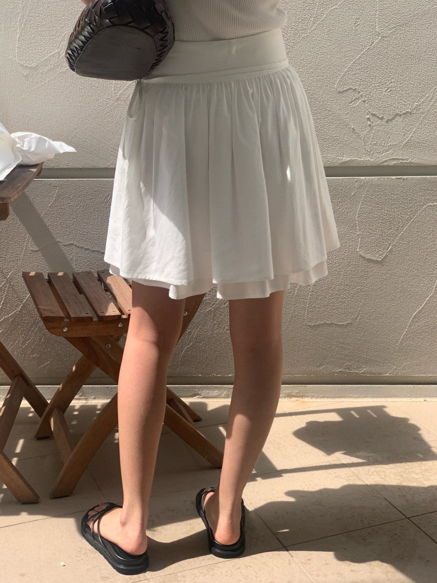 Sally layered tencel short skirt-2col