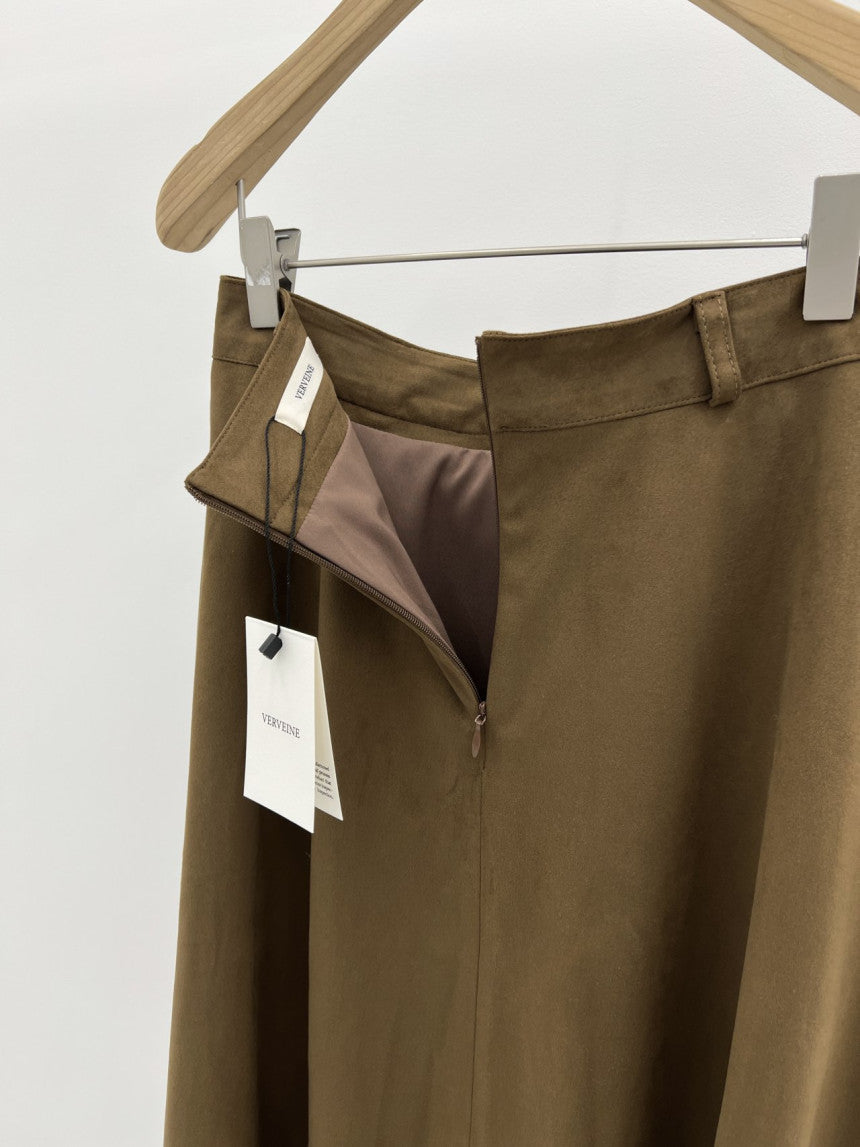 Rouelle suede flare skirt-2col
