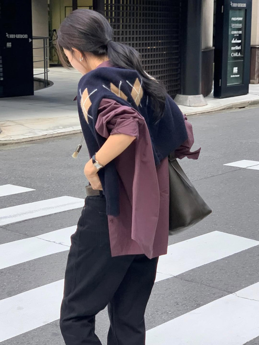 Argyle cardigan-3col