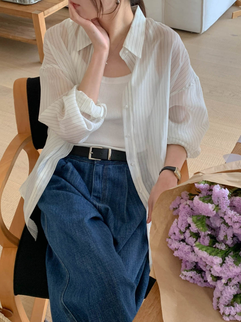 Tencel stripe shirt-3col