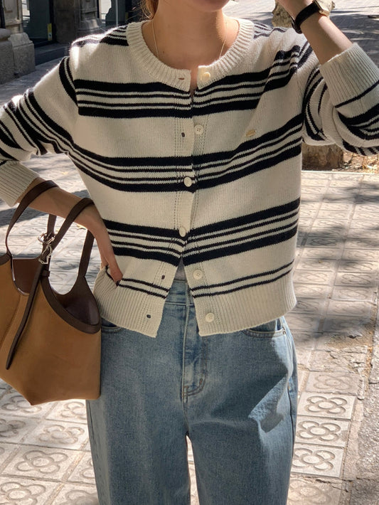 Nordic knit cardigan-4col
