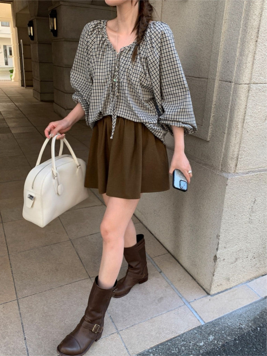 check balloon blouse-2col