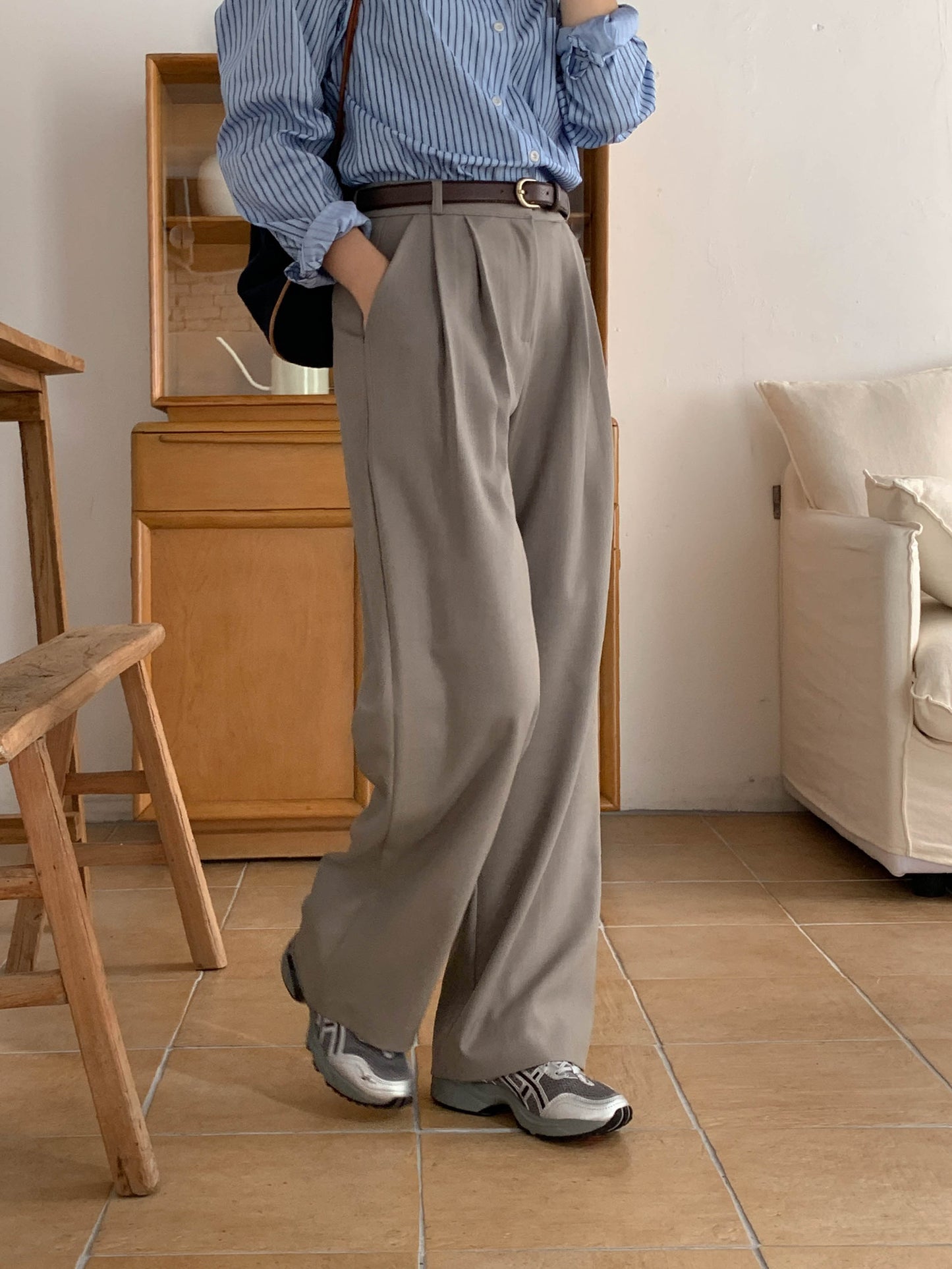 Fw two-pin tuck wide slacks-5colショート丈あり