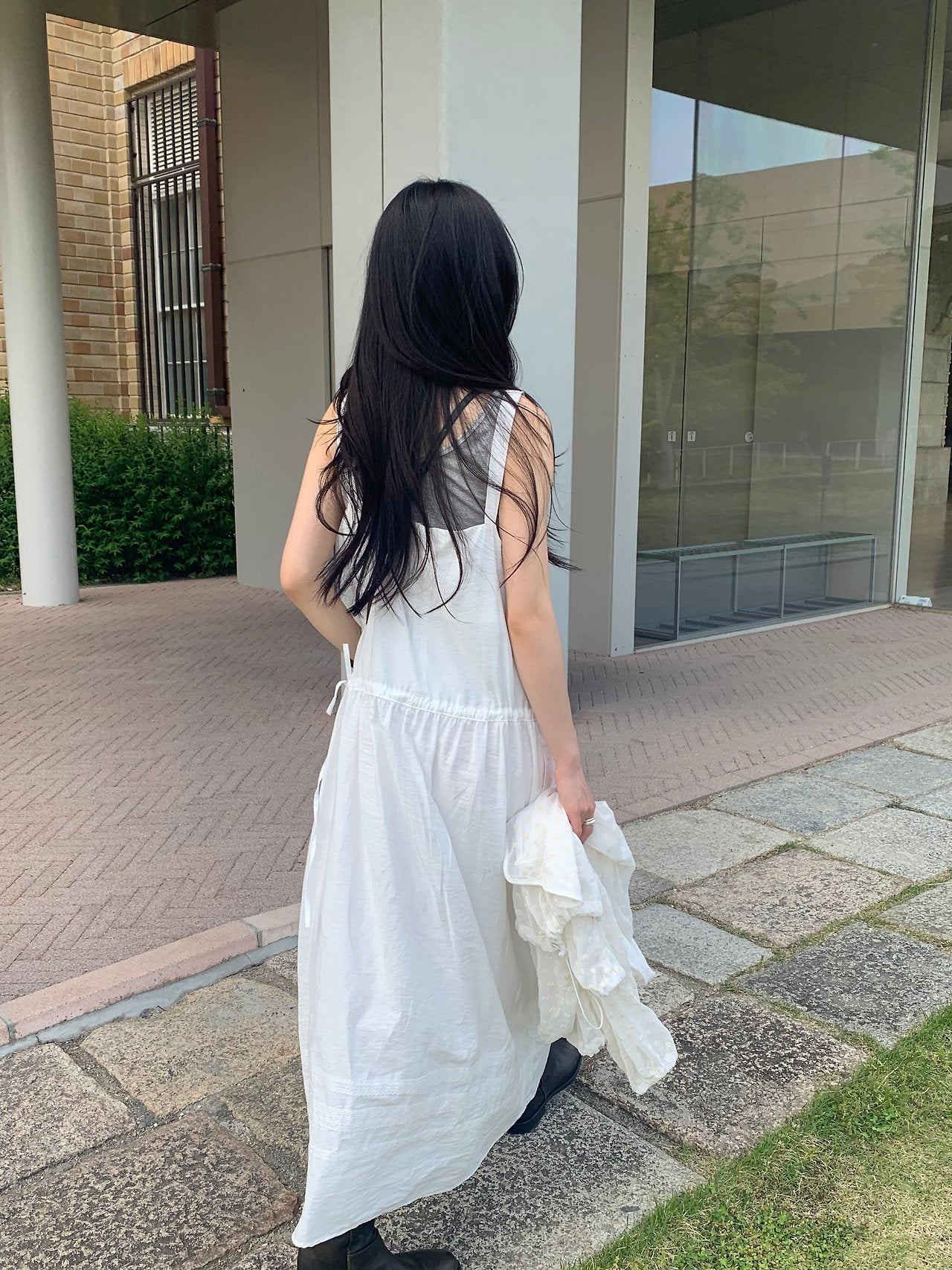 Flow pintuck lace long onepiece