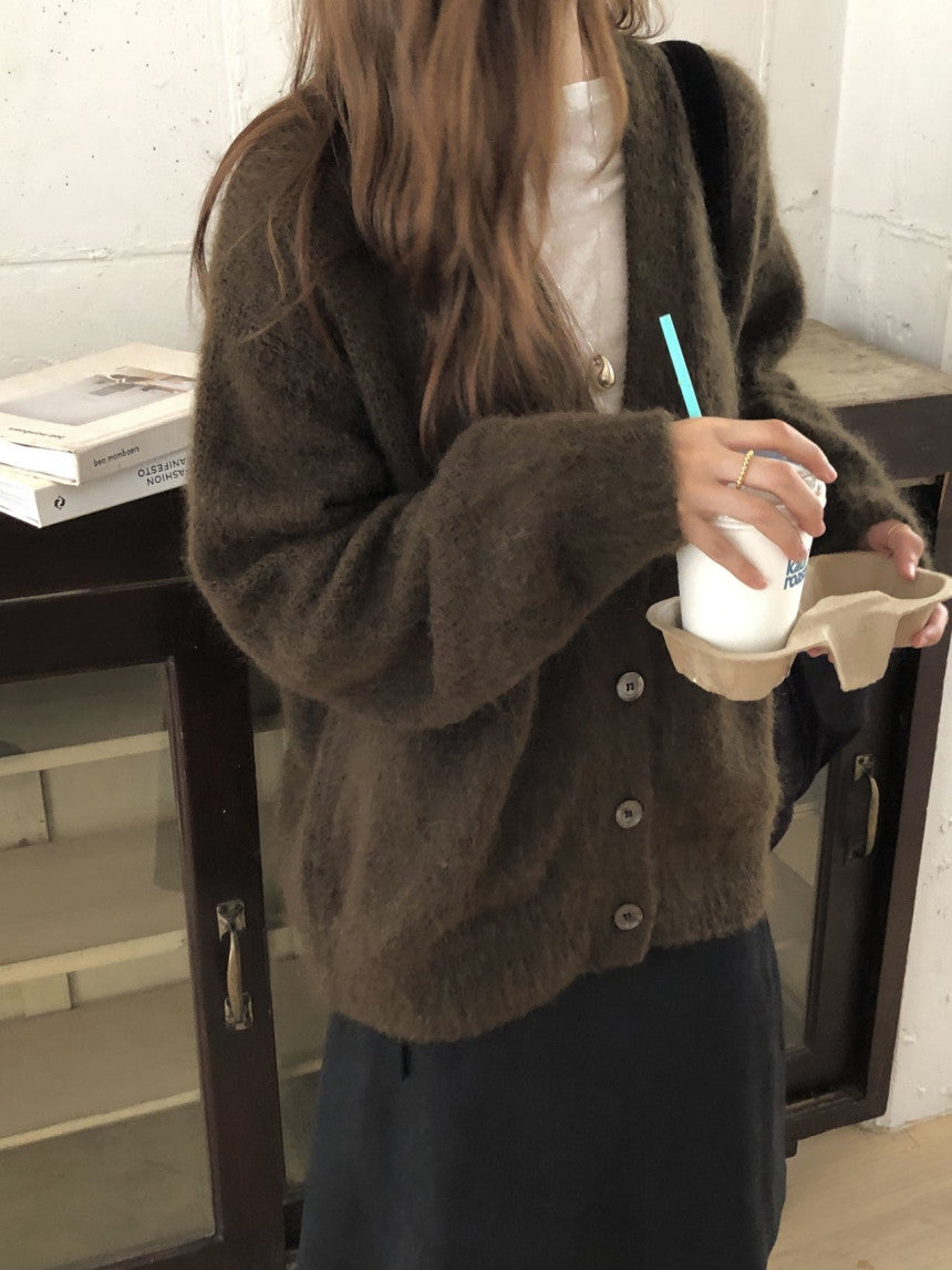 Amelie brushed mohair cardigan-2col