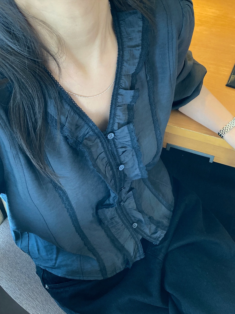 noil lace blouse-2col