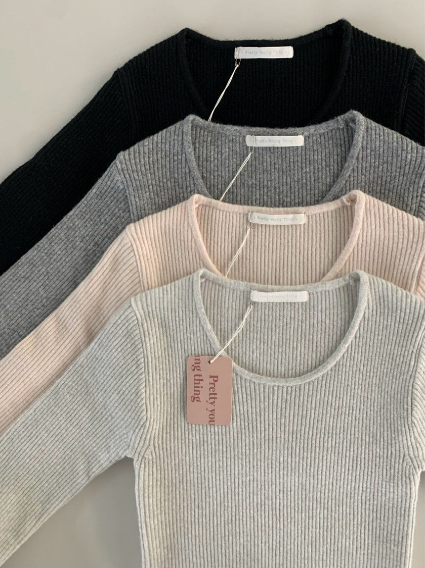 Tier U-neck knit-4col