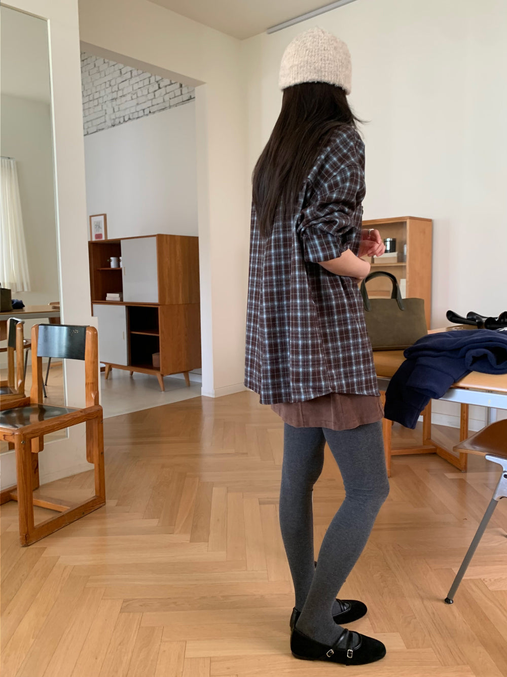 tan check gimo shirt-3col