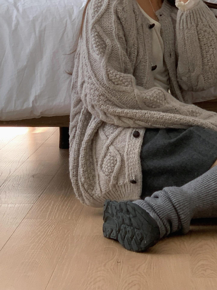 liter house wool cable cardigan-2col