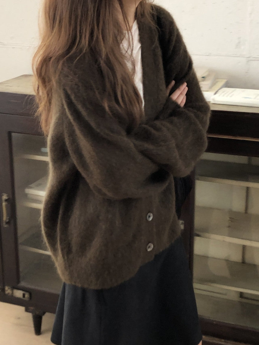 Amelie brushed mohair cardigan-2col