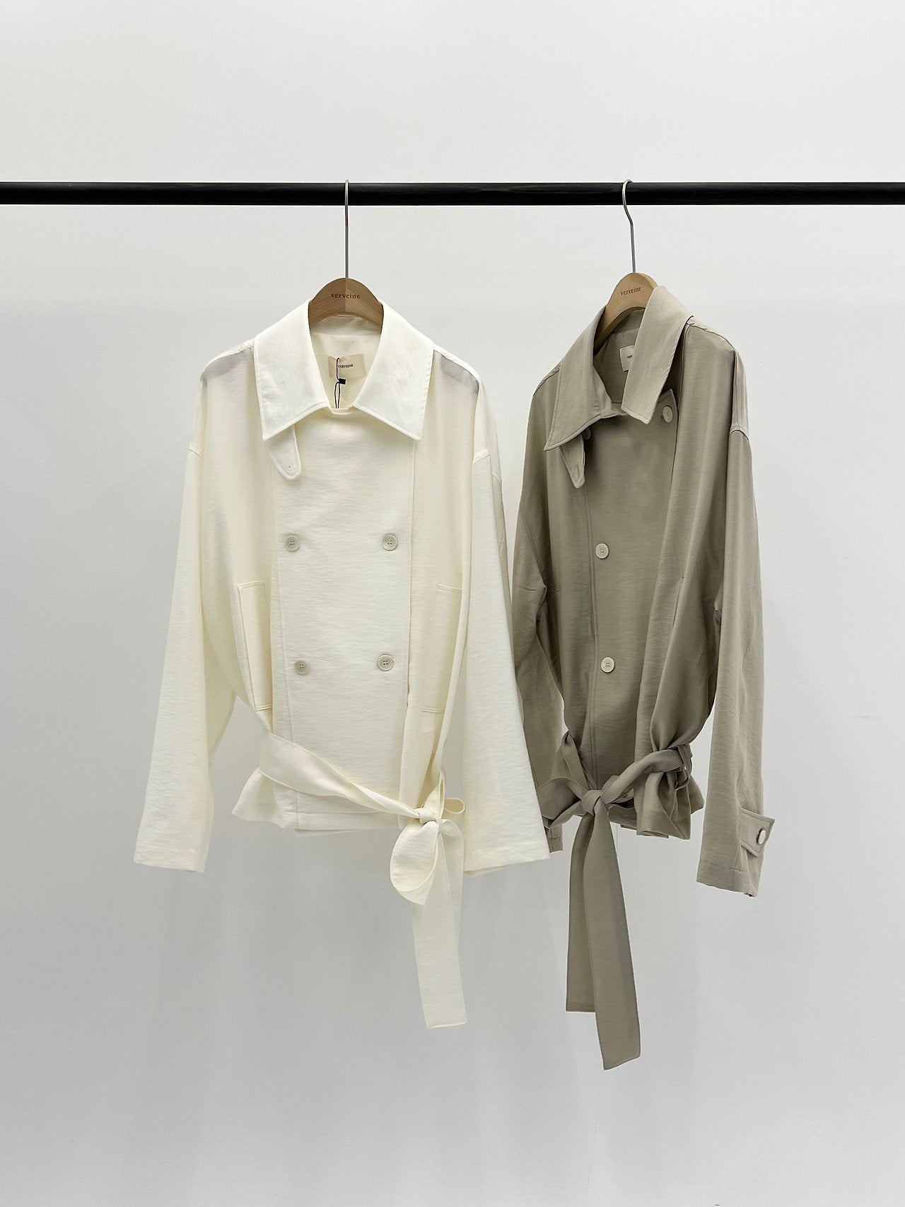 Michel soft short trench jacket-2col