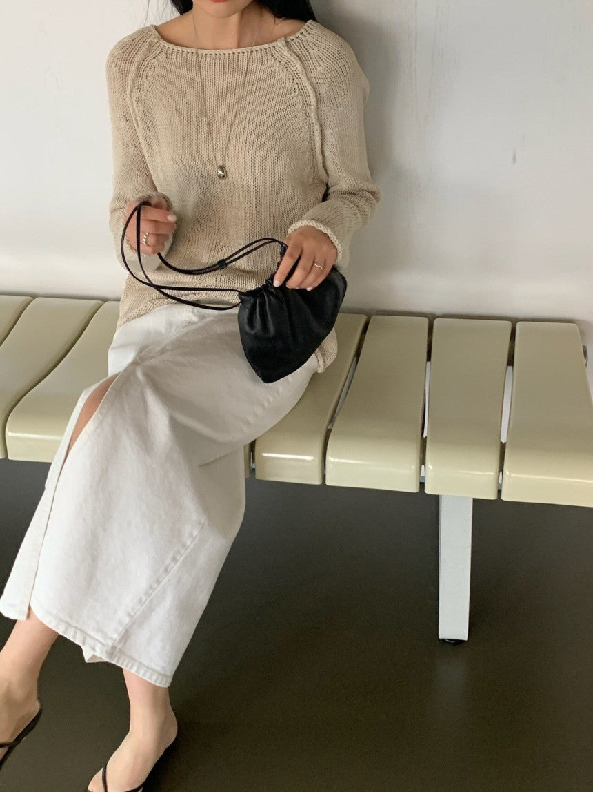 ivory即納 bread linen knit-4col
