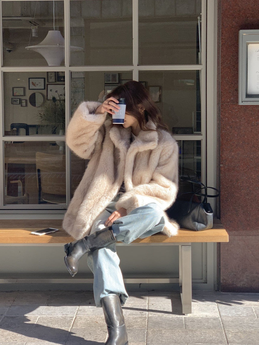 Birkin high neck linkning soft fur jacket