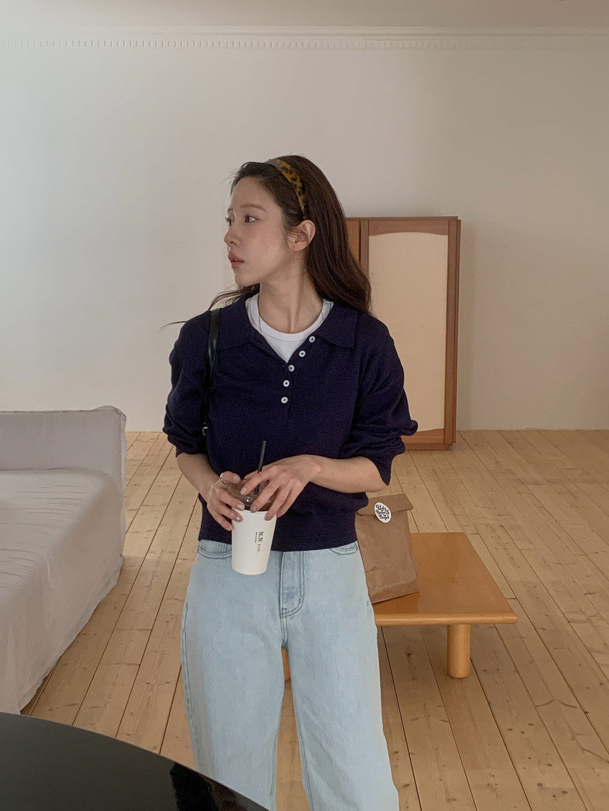 collar button knit-3col