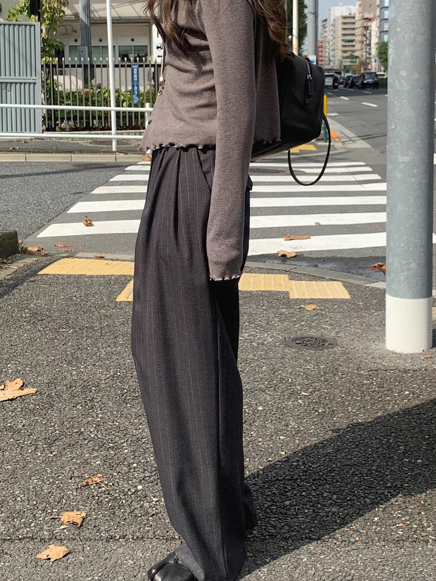 liter bound wool stripe slacks-2col