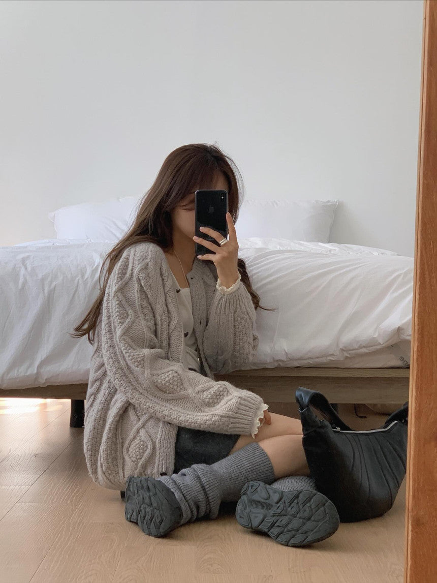 liter house wool cable cardigan-2col