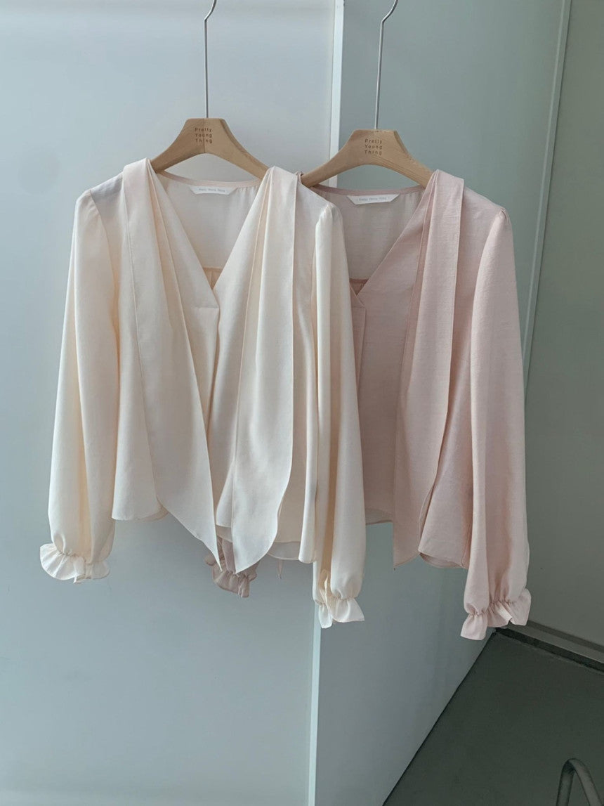 Ruter tie blouse-2col