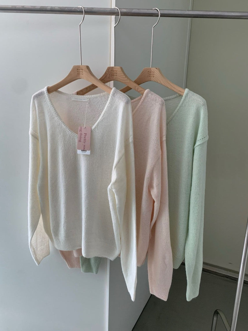 Vov v neck alpaca knit-3col